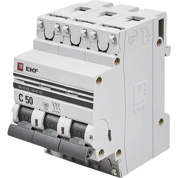 Автоматический выключатель EKF ВА47-63 3P C50 A 4.5 кА вводно распределительное устройство узола