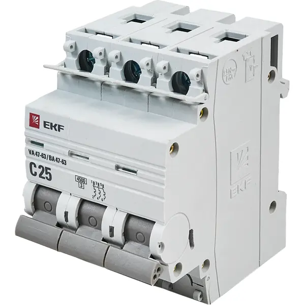 Автоматический выключатель EKF ВА47-63 3P C25 A 4.5 кА вводно распределительное устройство узола