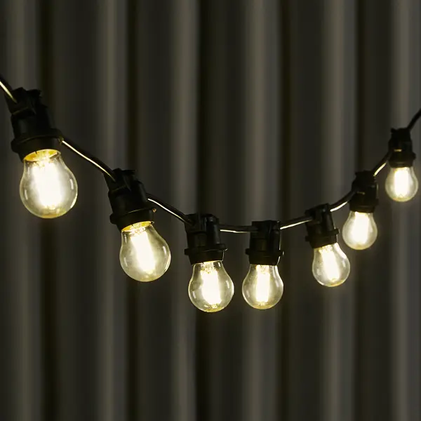 фото Гирлянда белт-лайт из лампочек uniel электрическая 220 в 10 м под 40 ламп е27 цвет черный, лампы не входят в комплект