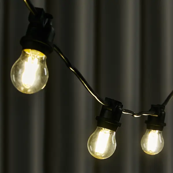 фото Гирлянда белт-лайт из лампочек uniel электрическая 220 в 5 м под 10 ламп е27 цвет черный, лампы не входят в комплект