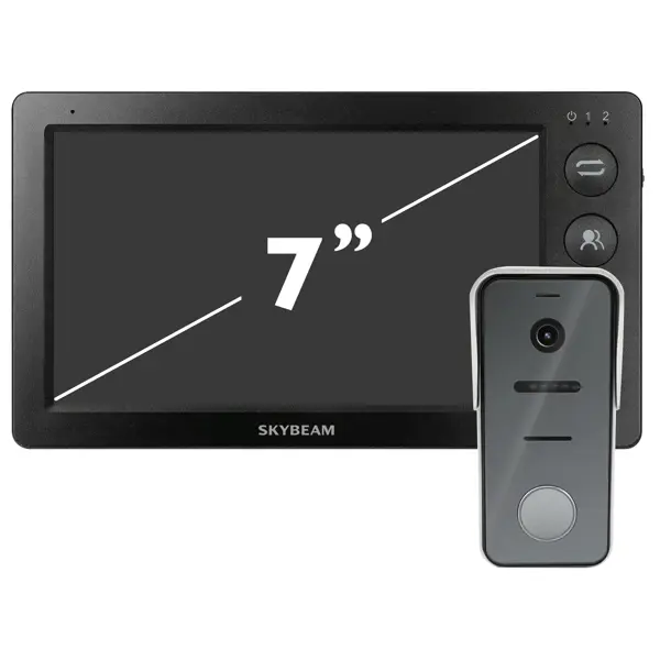 видеодомофон skybeam 7 с сенсорными кнопками Комплект видеодомофона Skybeam 94705MA+ 94208- 600TVLBL 7