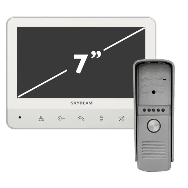видеодомофон skybeam 7 с сенсорными кнопками белый Комплект видеодомофона Skybeam 7