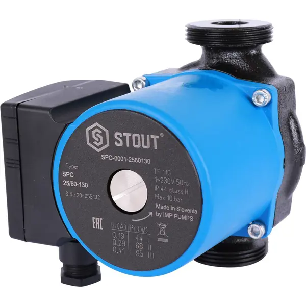 Насос циркуляционный Stout 25-60 130 мм насос циркуляционный stout spc 0001 2580180 25 80 180 для заполнения системы отопления