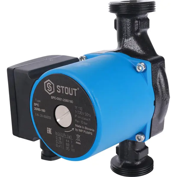 Насос циркуляционный Stout 25-60 180 мм насос циркуляционный stout spc 0001 2580180 25 80 180 для заполнения системы отопления
