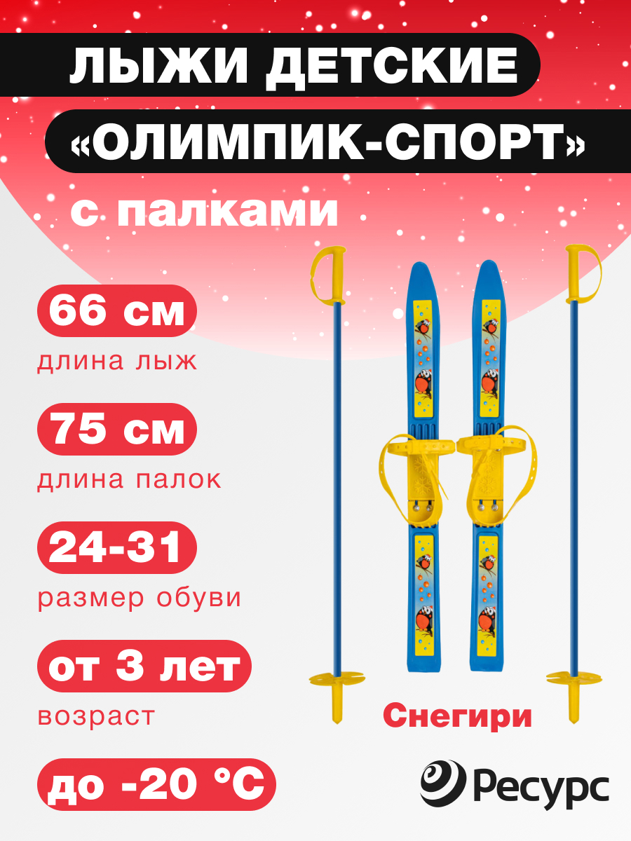 Лыжи детские Олимпик-спорт Снегири с палками Фирма Цикл 15x75см ✳️ купить  по цене 1003 ₽/шт. в Ярославле с доставкой в интернет-магазине Леруа Мерлен