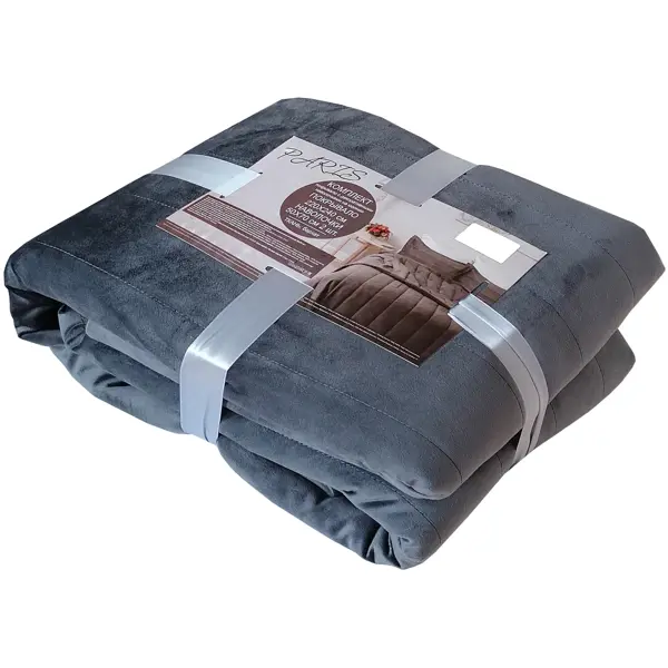 фото Комплект постельного белья paris двуспальный полиэстер темно-серый без бренда