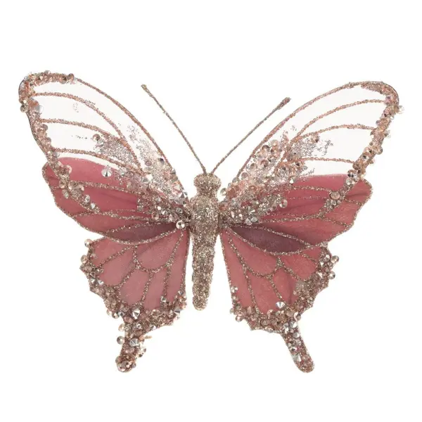 фото Елочная игрушка remeco collection бабочка 791050 15x2x20 см цвет розовый без бренда