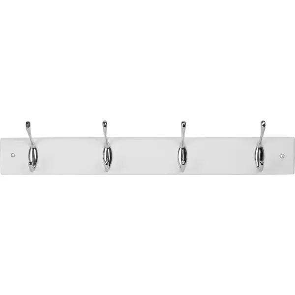 Вешалка настенная 4 крючка 55x10.5x7.8 см дерево цвет белый вешалка для шарфов и головных уборов мультидом