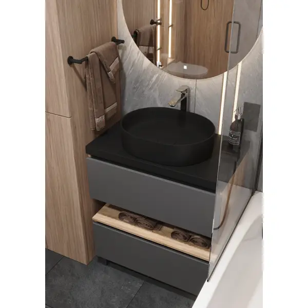 фото Столешница для ванной scandi sc-60mc 60x4x47 см, искусственный камень, цвет матовый черный без бренда