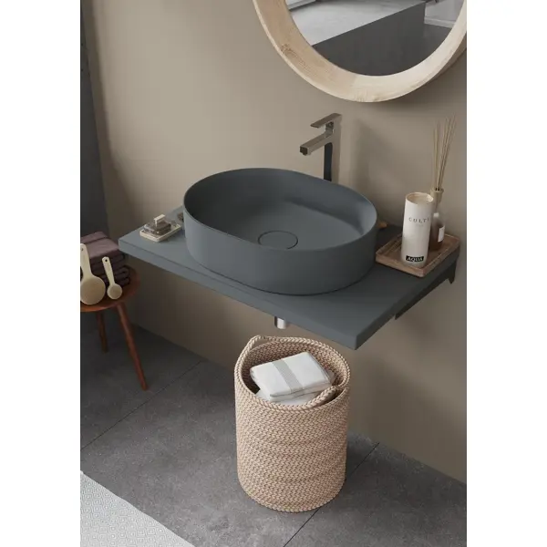 фото Столешница для ванной scandi sc-60ms 60x4x47 см, искусственный камень, цвет матовый графит без бренда