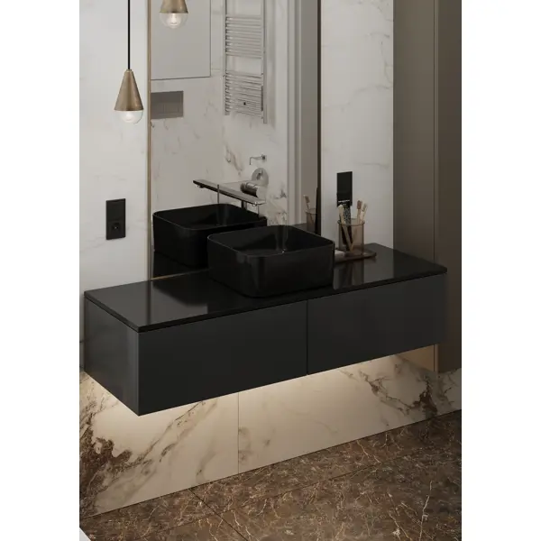 фото Столешница в ванную scandi sc-120c 47x120x4 см литьевой мрамор цвет черный без бренда