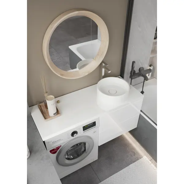 фото Столешница в ванную scandi sc-120b 47x120x4 см литьевой мрамор цвет белый без бренда