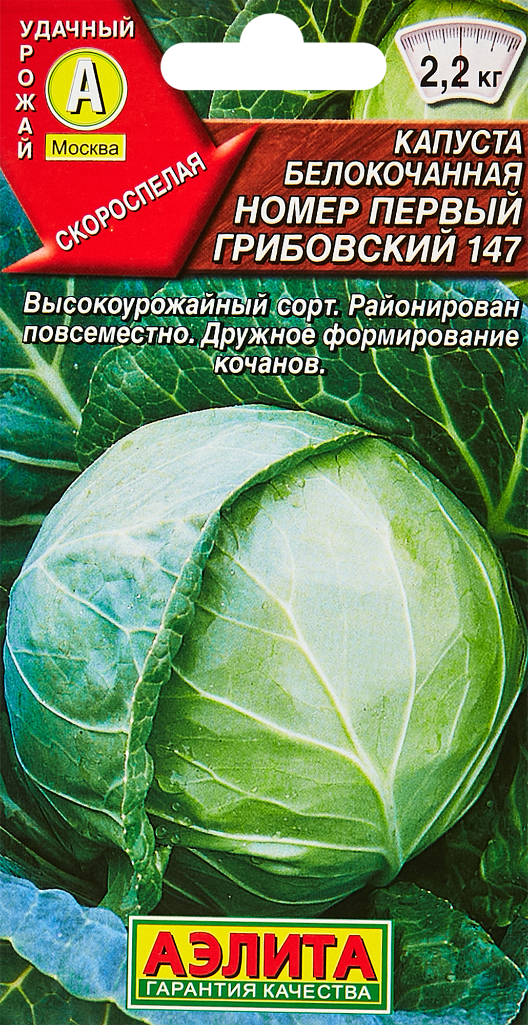 Семена овощей Аэлита капуста Номер первый Грибовский 147 ✳️ купить по цене  26 ₽/шт. в Новороссийске с доставкой в интернет-магазине Леруа Мерлен