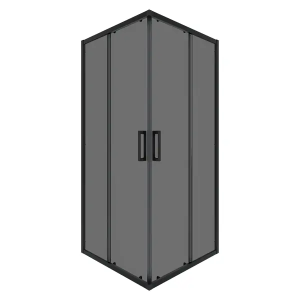 фото Душевой уголок март квадро black квадратный 100x100 см черный профиль тонированное стекло раздвижной