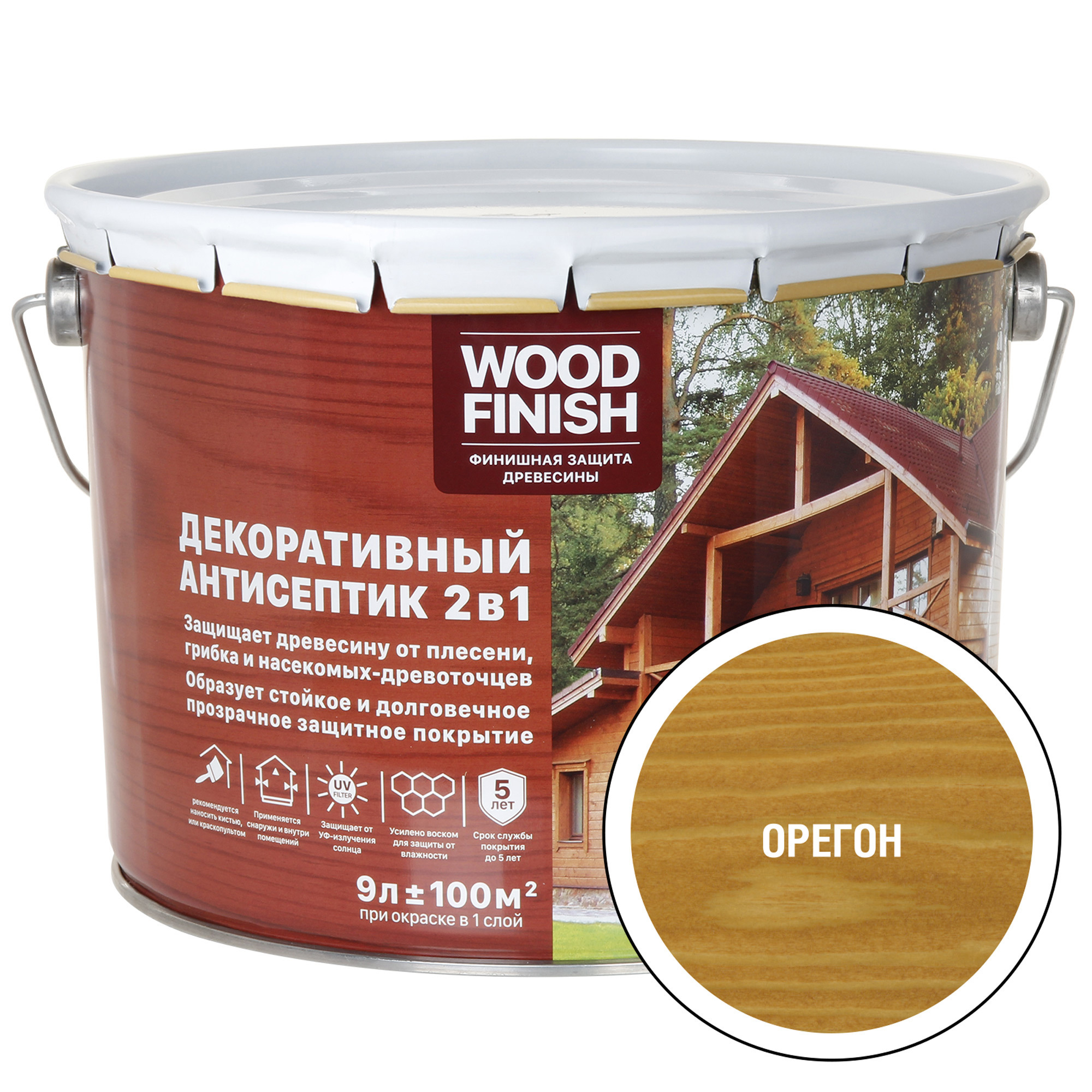 Антисептик для дерева Wood Finish 28484 орегон 9 л