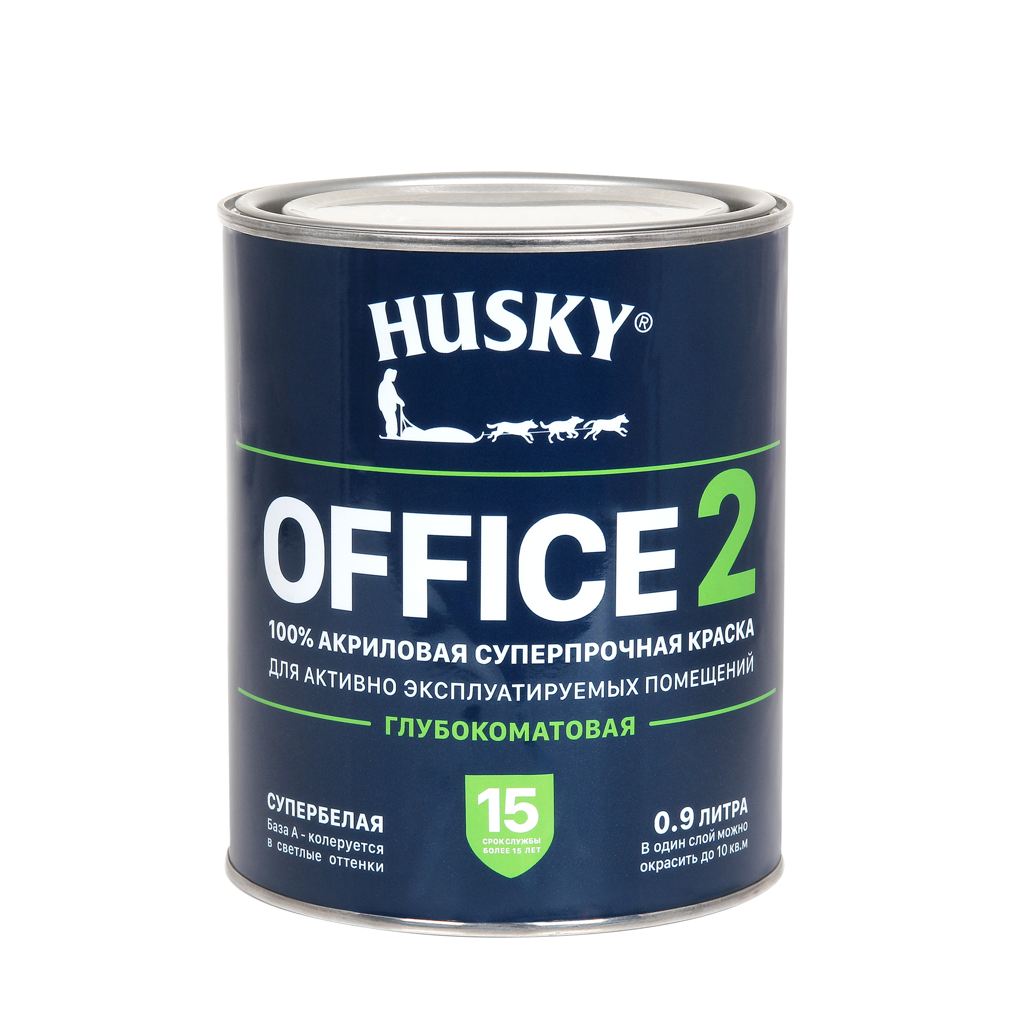 Краска для стен и потолков моющаяся Husky Office 2 суперпрочная  глубокоматовая цвет супербелый база А 0.9 л ? купить по цене 903 ?/шт. в  Оренбурге с ...