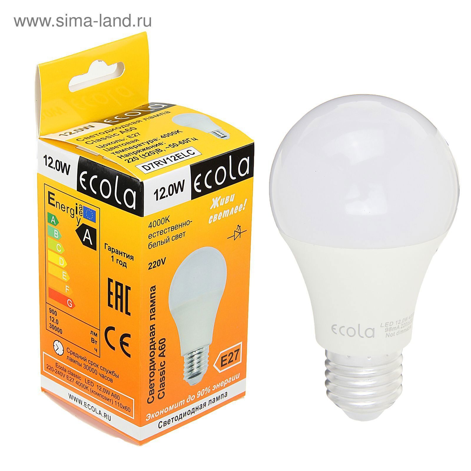 Лампа ecola premium светодиодная. Лампа светодиодная Ecola Classic, е27, а60, 12 Вт, 4000 k, 110x60 мм 2314559. Лампа светодиодная led 12вт 4000k а60 е27. Лампа светодиодная 12вт а60 е27 2700к.