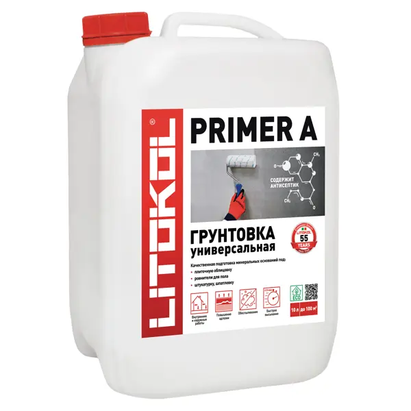 Грунтовка универсальная Litokol Primer A 10 л грунтовка litokol litocontact адгезионная 5 кг