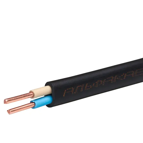 Кабель Альфакабель ВВГпнг(A) 2x1.5 мм на отрез ГОСТ цвет черный удлинительный кабель 12 awg 3 ac 50ft электрический на открытом воздухе удлинительный кабель 125v