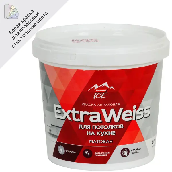 Краска для потолков Parade DYI ExtraWeiss матовая цвет белый база А 0.9 л краска по бетону elastomeric systems