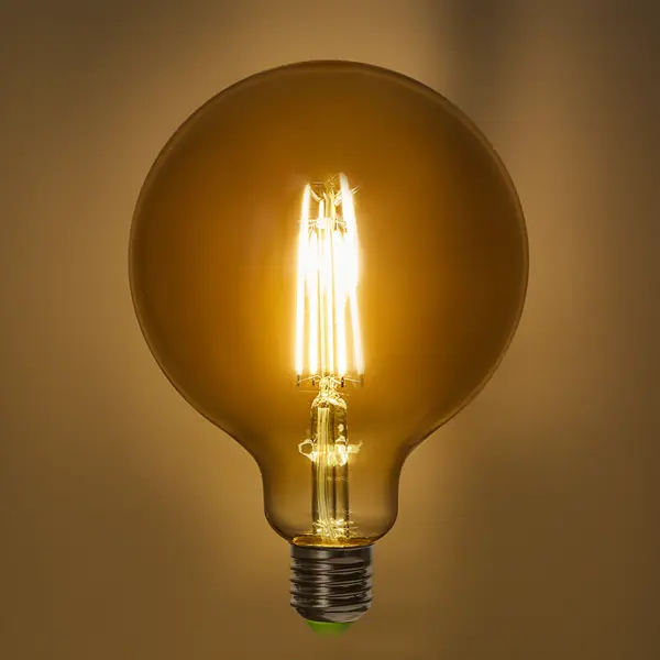 фото Лампа филаментная онлайт g125-8-230-2.7k-e27-gd e27 220-240 в 8 вт шар 810 лм теплый белый свет