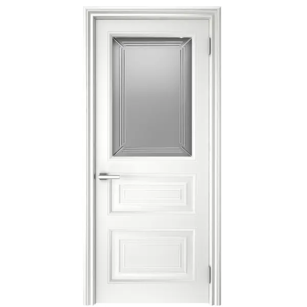 Дверь межкомнатная остеклённая с замком и петлями в комплекте Ларго 3 60x200 см эмаль цвет белый