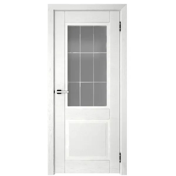 Дверь межкомнатная остеклённая с замком и петлями в комплекте Эколайн 2 90x200 см МДФ цвет белый дверь межкомнатная танганика глухая cpl ламинация белый 90x200 см с замком