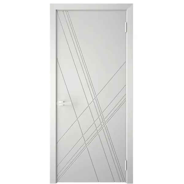 Дверь межкомнатная глухая с замком и петлями в комплекте Графика Х 60x200 см эмаль цвет светло-серый