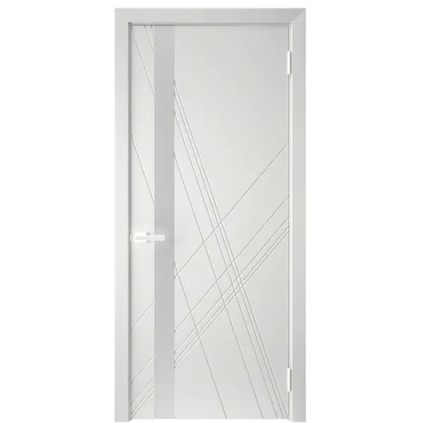 Дверь межкомнатная остекленная с замком и петлями в комплекте Графика Х 60x200 см эмаль цвет светло-серый