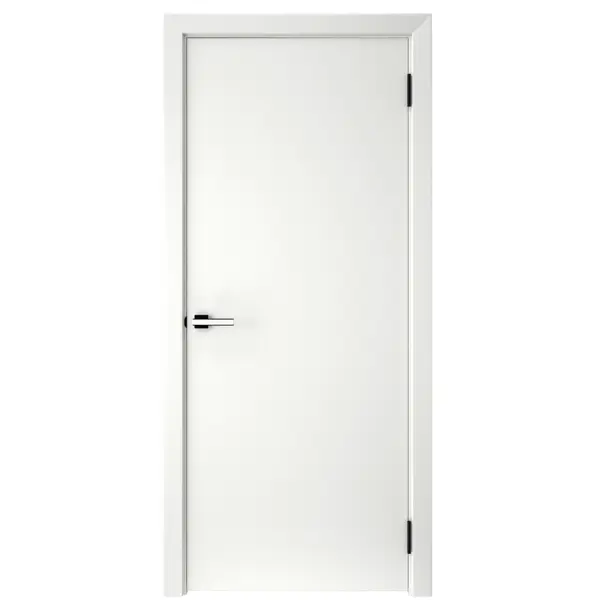 Дверь межкомнатная глухая с замком и петлями в комплекте Гладье 60x200 см эмаль цвет белый