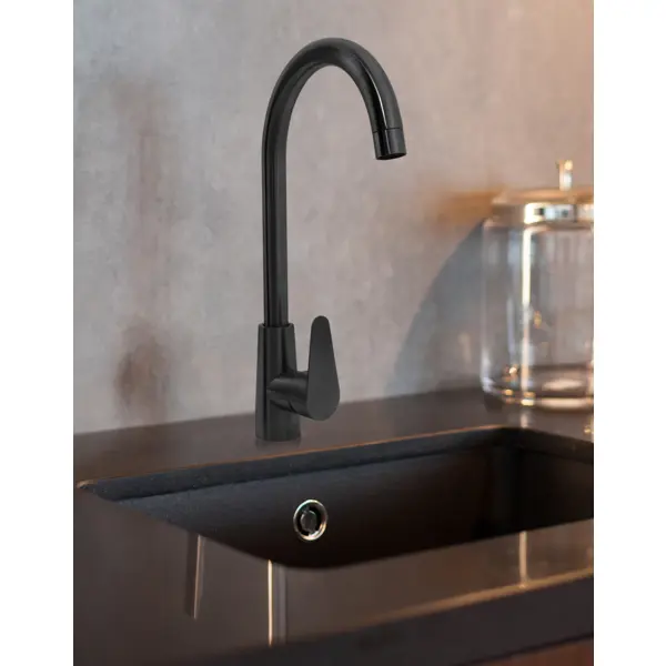 Смеситель кухонный Delinia 1NI-VD8001 высота 36.5 см цвет черный смеситель для ванны rush с длинным поворотным изливом bruny br4335 51