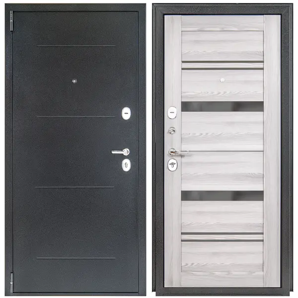 Дверь металлическая Монса Ривьера айс/ант сер (880l) дверная коробка монса 2070х70 мм пвх ривьера айс 2 5 шт