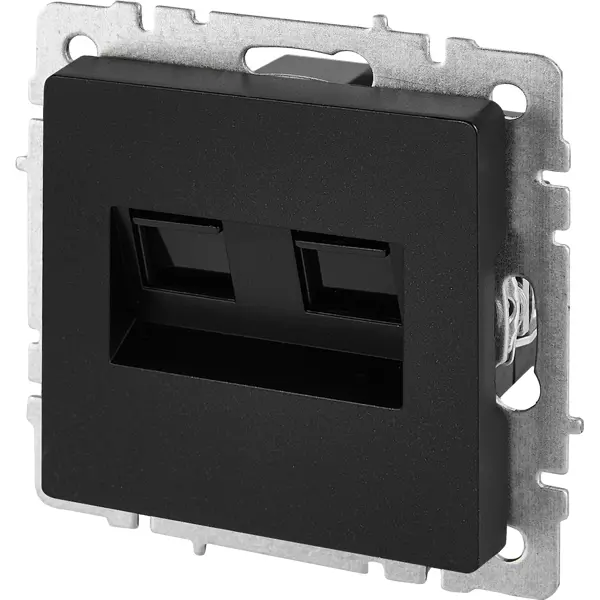 Компьютерная розетка двойная встраиваемая IEK Brite РК10-2-БрЧ RJ45 UTP cat 5e цвет черный