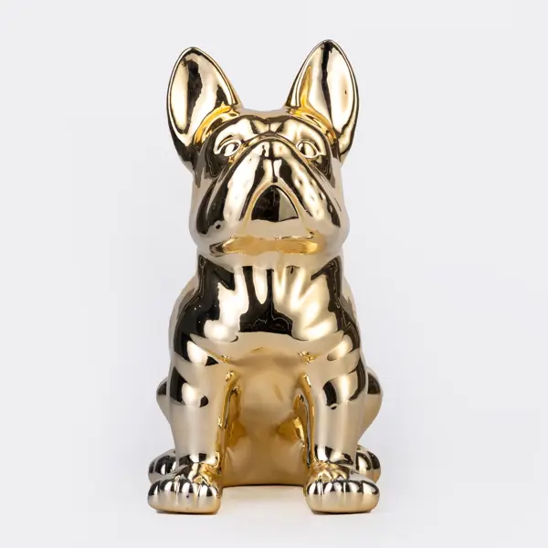 Декоративная собака Бульдог керамика золото 23x18x12 см декоративная фигура собака керамика черная 28x10x25 5 см
