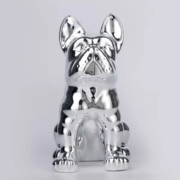 Декоративная собака Бульдог керамика серебро 23x18x12 см декоративная фигура собака керамика серебристая 19x7 5x18 5 см