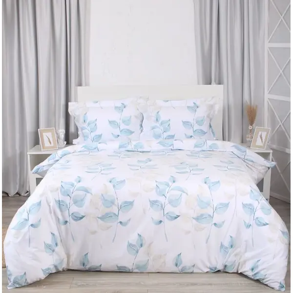 фото Комплект постельного белья mona liza nature евро сатин голубой
