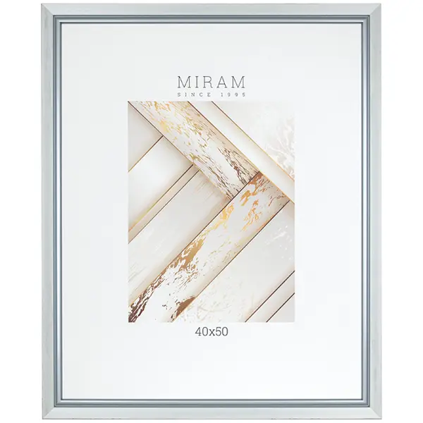 Рамка Мирам 40x50 см пластик цвет бело-серый фоторамка мдф 100 40х50 см белый