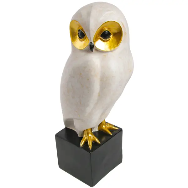 фото Статуэтка сова бело-золотая пластик 27 см без бренда