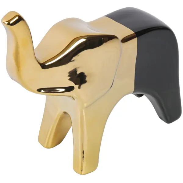 фото Статуэтка слон черно-золотая керамика 21 см без бренда