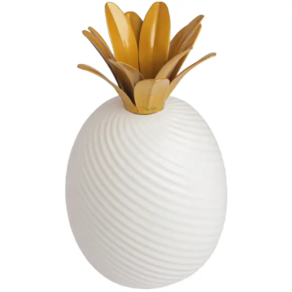 фото Статуэтка ананас бело-золотая керамика 24 см без бренда