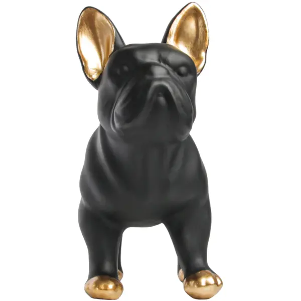 фото Статуэтка собака черно-золотая пластик 19.5 см без бренда