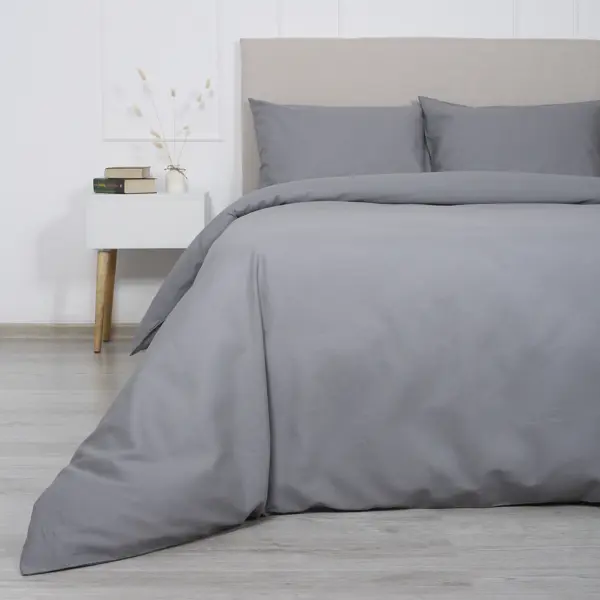 Комплект постельного белья Melissa двуспальный бязь серый простыня 200x200 см трикотаж на резинке светло серый