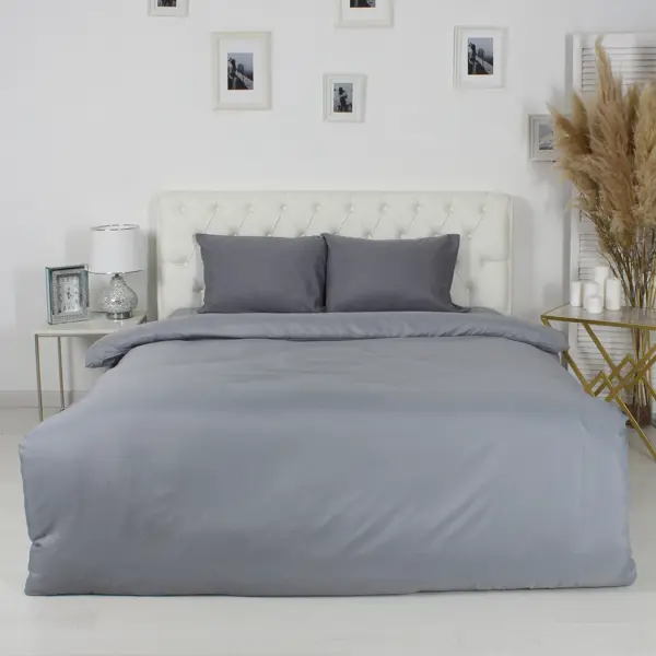 Комплект постельного белья Rustic Silver полутораспальный полисатин серебристый комплект подушек аквилон