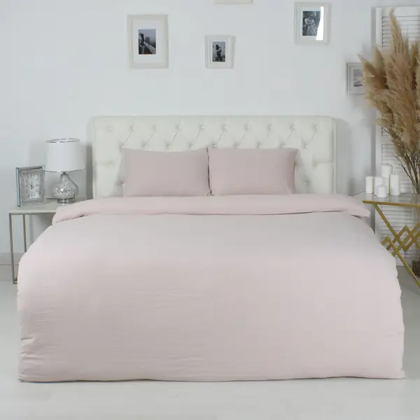 Комплект постельного белья полутораспальный полисатин жемчужный комплект наволочек этель pink heart 50х70 см 2 шт розовый 100% хлопок поплин