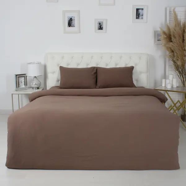 Комплект постельного белья двуспальный полисатин коричневый комплект постельного белья евро полисатин серо коричневый