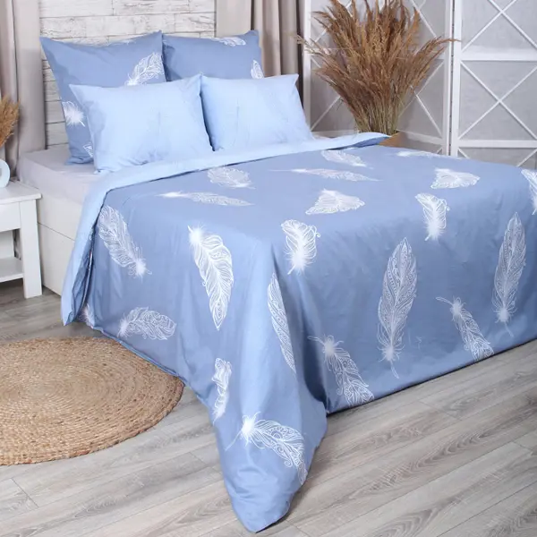 Комплект постельного белья Mona Liza Feather полутораспальный сатин голубой