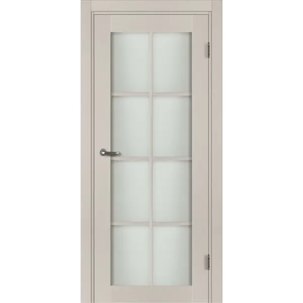 Дверь межкомнатная остекленная с замком и петлями в комплекте Пьемонт 90x200 см HardFlex цвет платина светлая