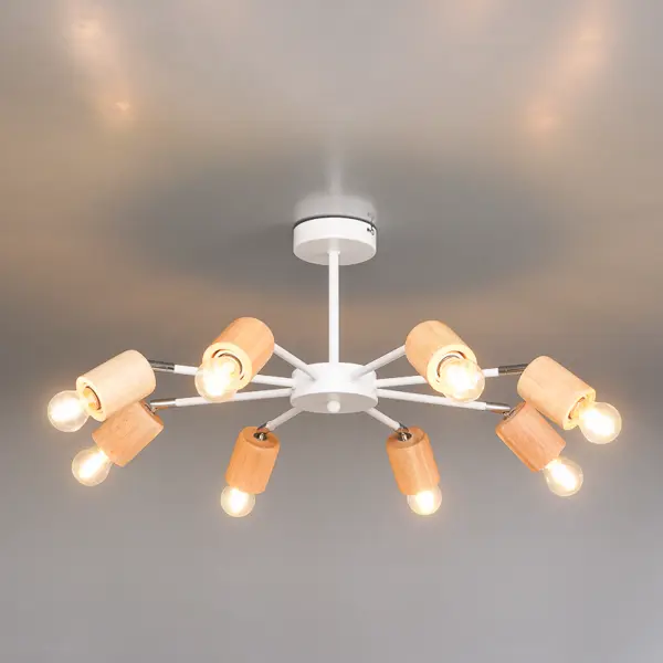 фото Люстра потолочная timber l1153-8, 8 ламп, 24 м², цвет белый lamplandia