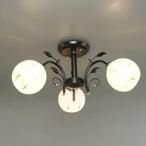 Люстра потолочная «Меренга» КС30064/3С, 3 лампы, 9 м², цвет чёрный/хром
