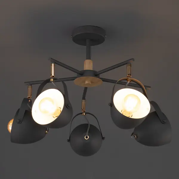 фото Люстра потолочная надин, 5 ламп, 15 м², цвет серый wink